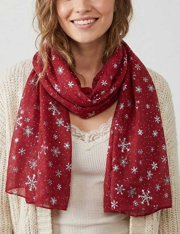 Winter Snowflake Polka Dots Christmas Shawl Scarf DP25H408