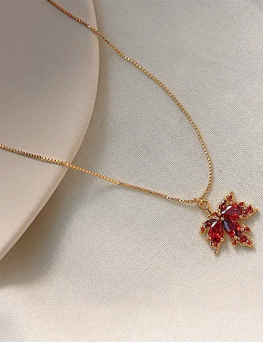 Gold Plated Maple Leaf Necklace - DippedShop Wholesale - #6771