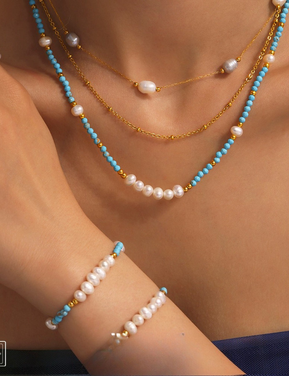 Pearl Beaded Chain Necklace - DippedShop Wholesale - #8787