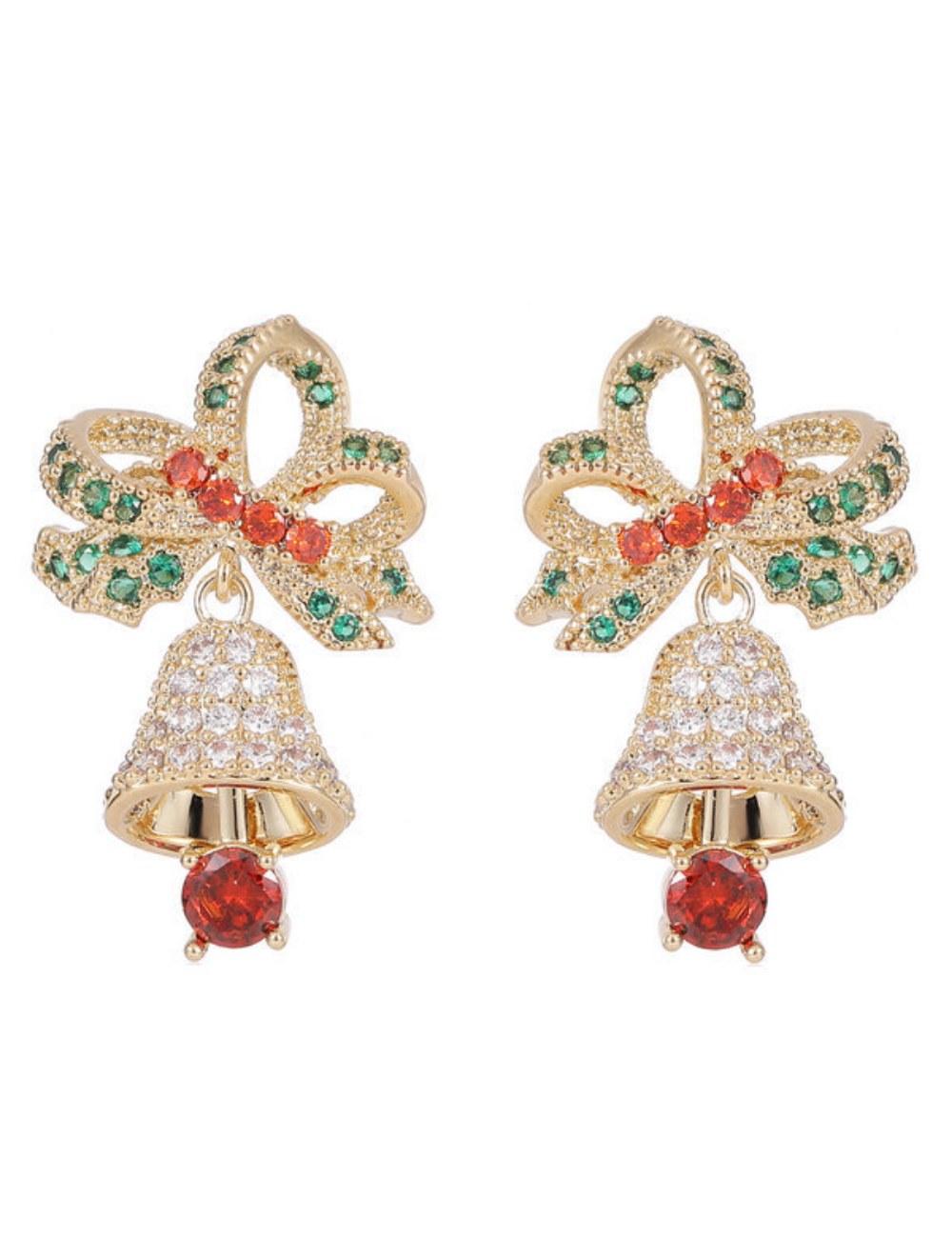 Zircon Christmas Bell Stud Earrings DPJE1928