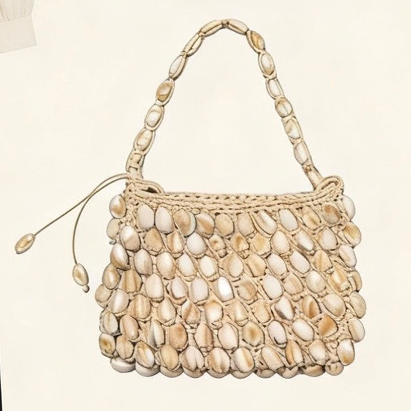 Beaded Woven Shoulder Bag - DippedShop Wholesale - #2771