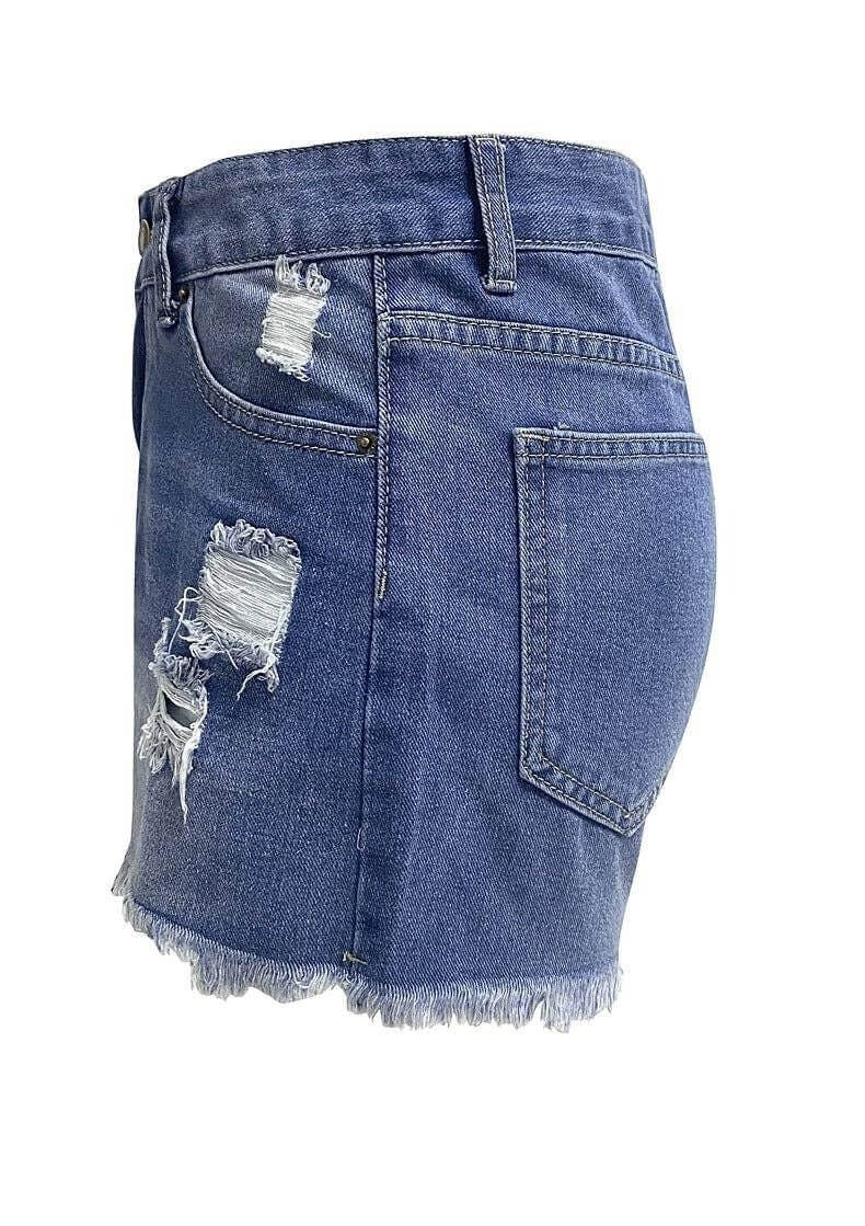High Waist Washed Denim Shorts - DippedShop Wholesale - #4787