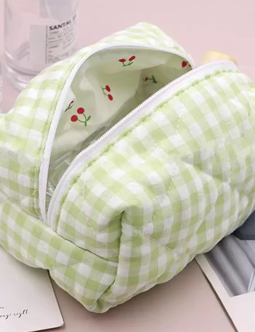 Quilted Plaid Cosmetic Bag - DippedShop Wholesale - #5011