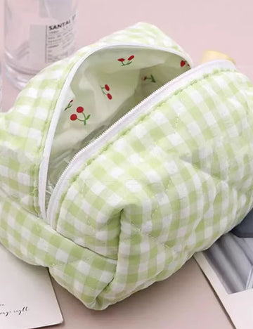 Quilted Plaid Cosmetic Bag - DippedShop Wholesale - #5011