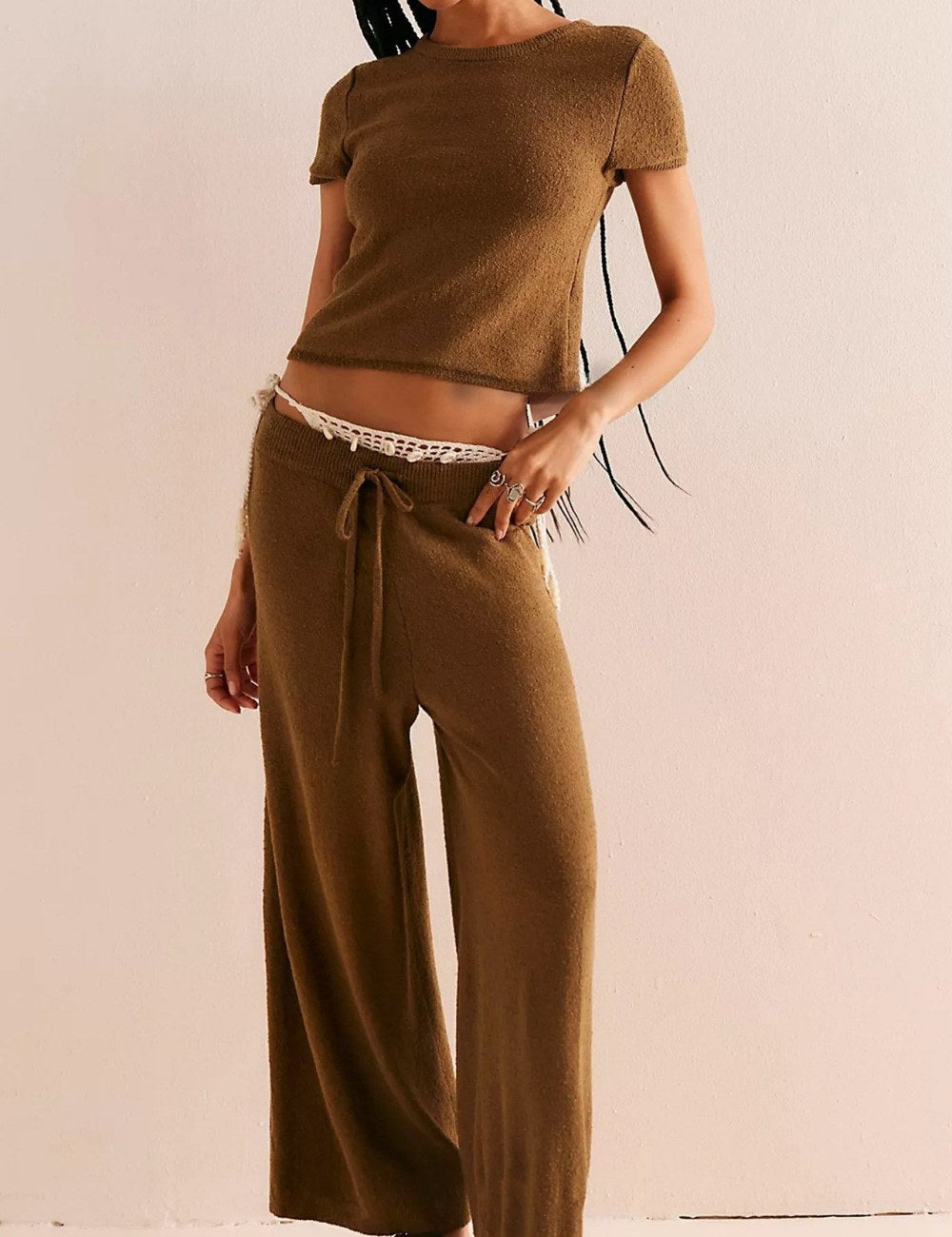 Simple Knit Top and Pants Set DP25B981