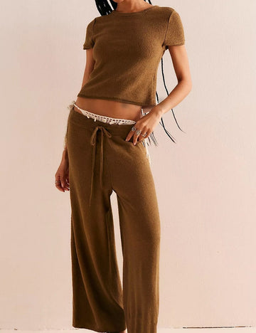 Simple Knit Top and Pants Set DP25B981