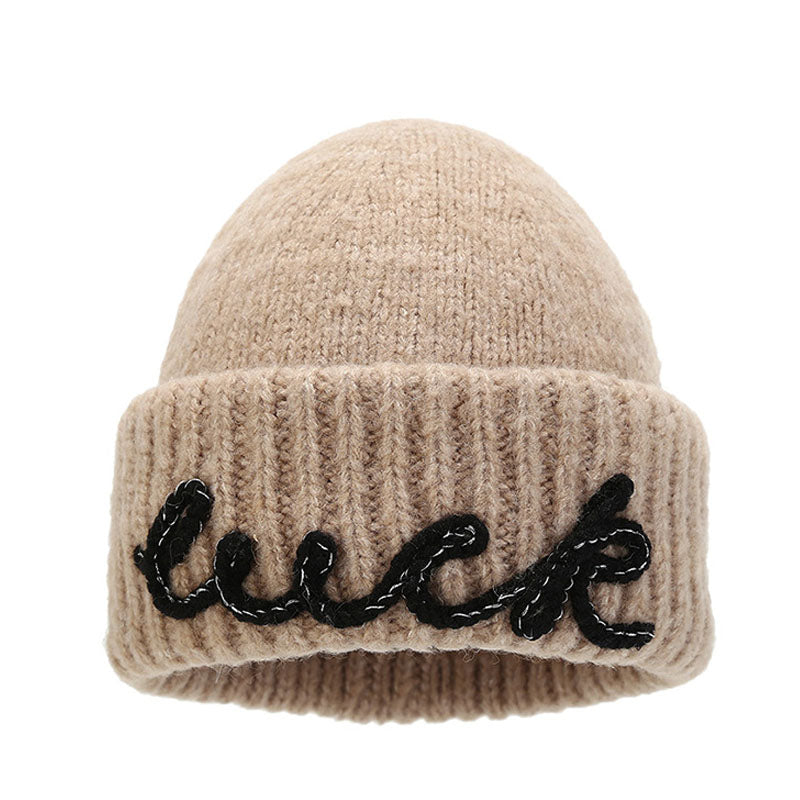 Simple Letter Embroidery Warm Knit Beanie DP25H709