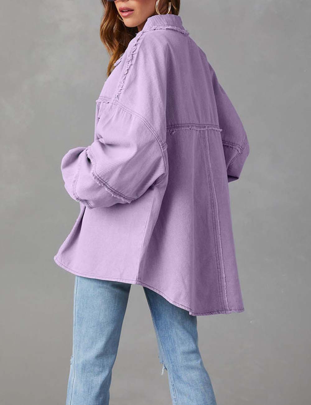 Solid Color Long Sleeve Oversized Jacket DP25E838