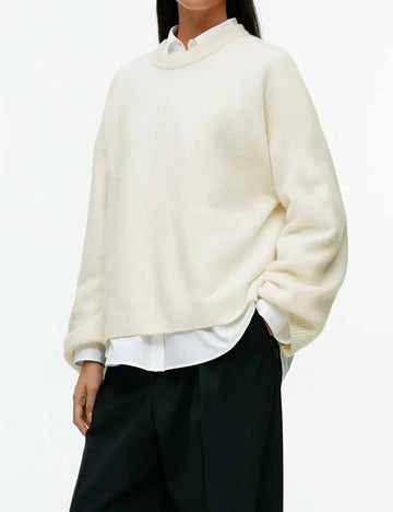Solid Color Crew Neck Thickened Knit Sweater DP25E520