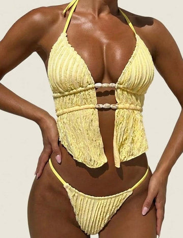 Solid Tie Side Bikini - DippedShop Wholesale - #6675