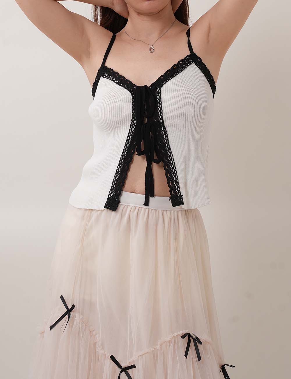 Color Block Lace String Cami Tops DP25C434