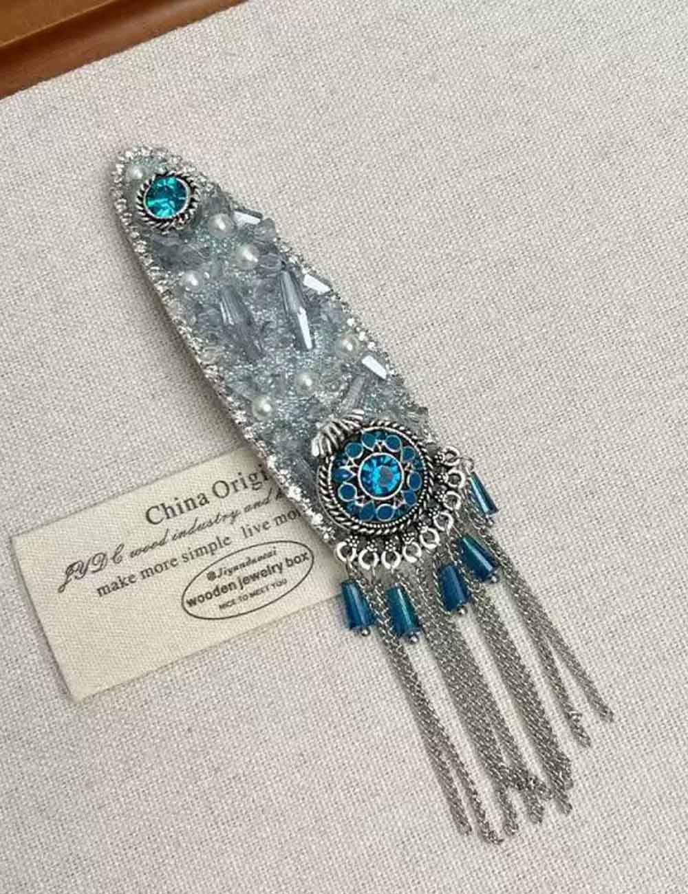 Elegant Crystal Pearl  Rhinestone Tassel Hair Clip DP25E403