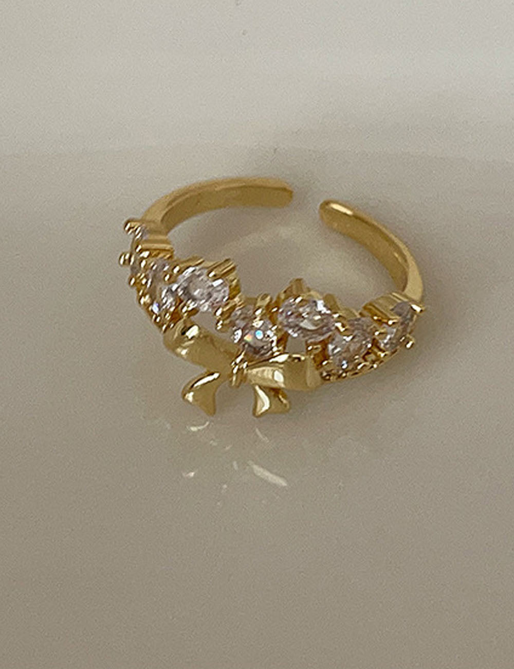 Cubic Zirconia Bow Ring - DippedShop Wholesale - #2403