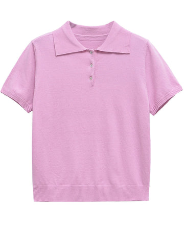 Casual Short Sleeve Plolo Collar Tops DP25C999