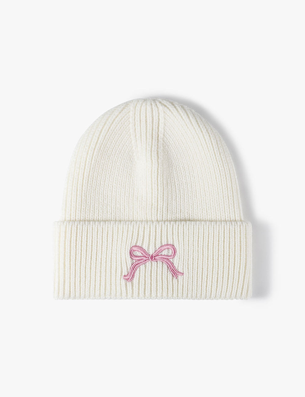 Cute Bow Embroidery Cuffed Thicken Knit Beanie DP25F644