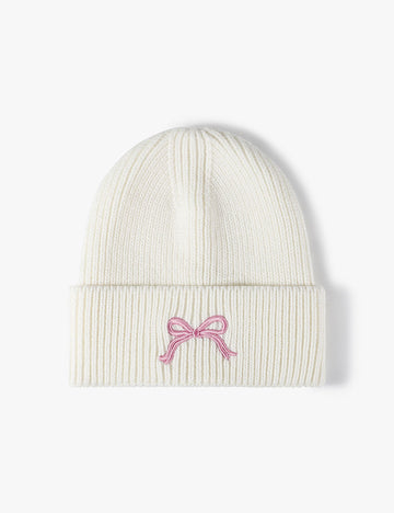 Cute Bow Embroidery Cuffed Thicken Knit Beanie DP25F644