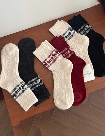 Christmas Reindeer Vintage Thermal Crew Socks DP25H536