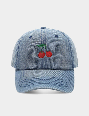 Denim Cherry Embroidered Casual Baseball Cap DP25E978
