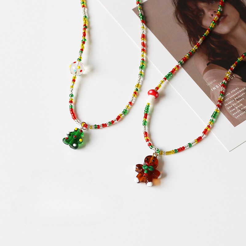 Christmas Colorful Beaded Pendant Necklace DPJN2021