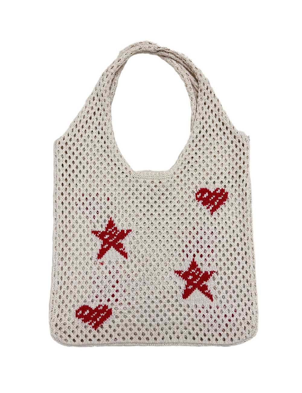 Star Print Knit Tote - DippedShop Wholesale - #7123