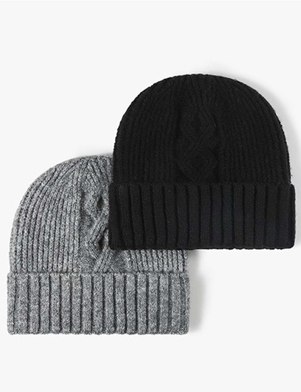 Solid Color Cable Knit Cuff Winter Beanie DP25F636