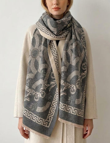 Retro Jacquard Reversible Soft Blanket Winter Scarf DP25H675