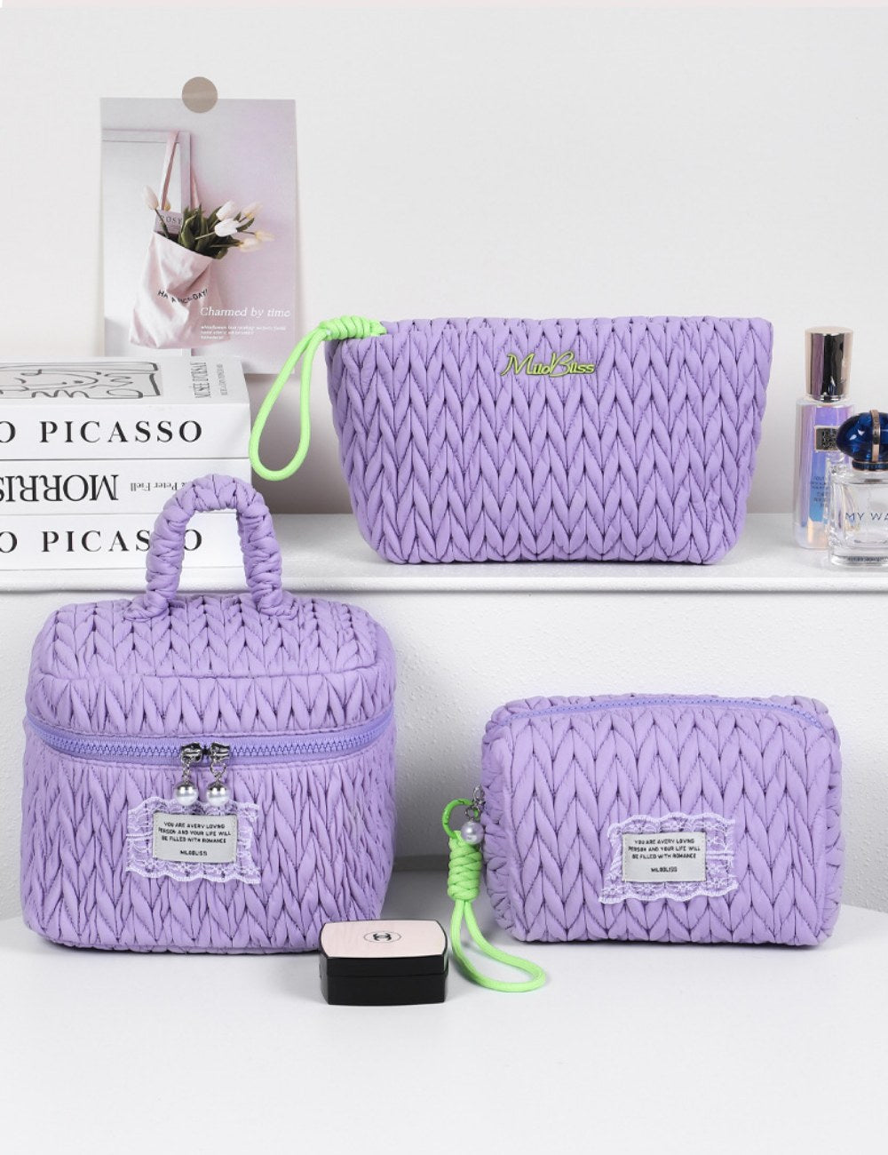 Solid Color Large Capacity Padded Make Up Bag DPB2503