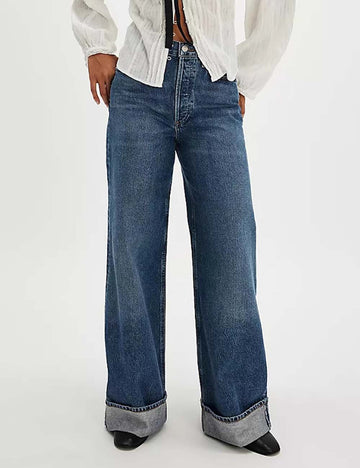 Casual Washed High Waisted Straight Leg Jeans DP25G698