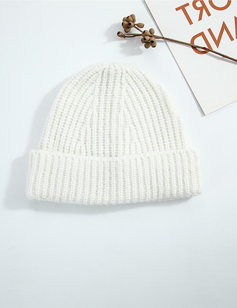 Simple Ribbed Solid Color Cuffed Knit Beanie DP25F645