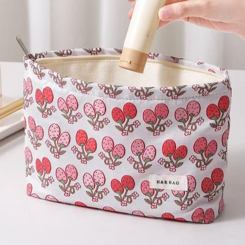 Strawberry Print Cosmetic Bag - DippedShop Wholesale - #7747