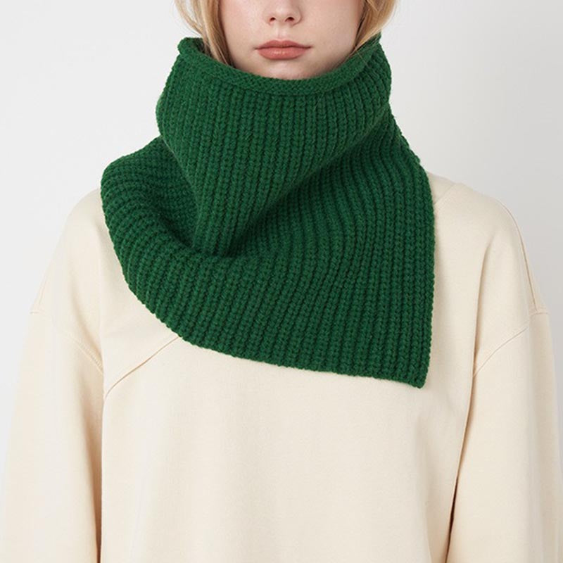 Ribbed Solid Color Knit Neck Split Scarf DP25F442