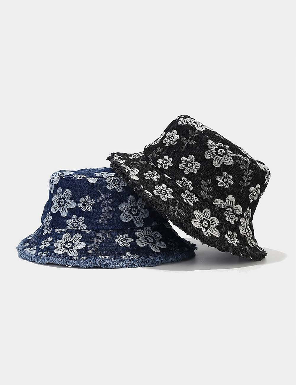 Floral Denim Bucket Hat - DippedShop Wholesale - #9779