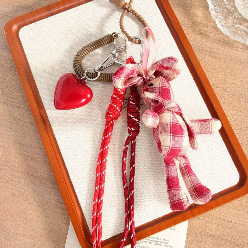 Red Plaid Rabbit Love Bag CHarms DP25B527