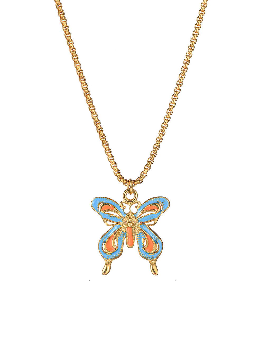 Colorful Enamel Butterfly Pendant Necklace DP25E788