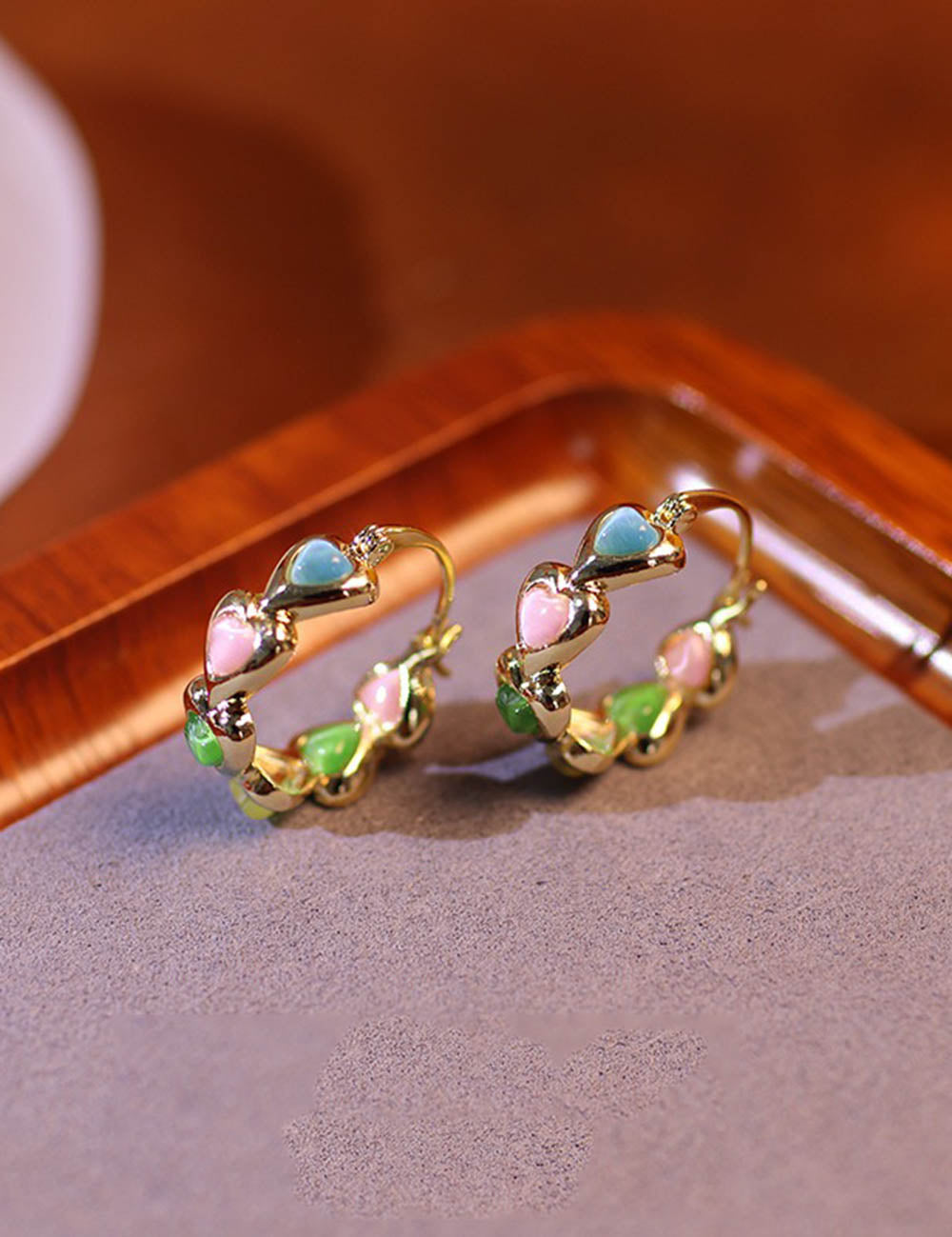 Colorful Teardrop Beaded Hoop Earrings DP25E613