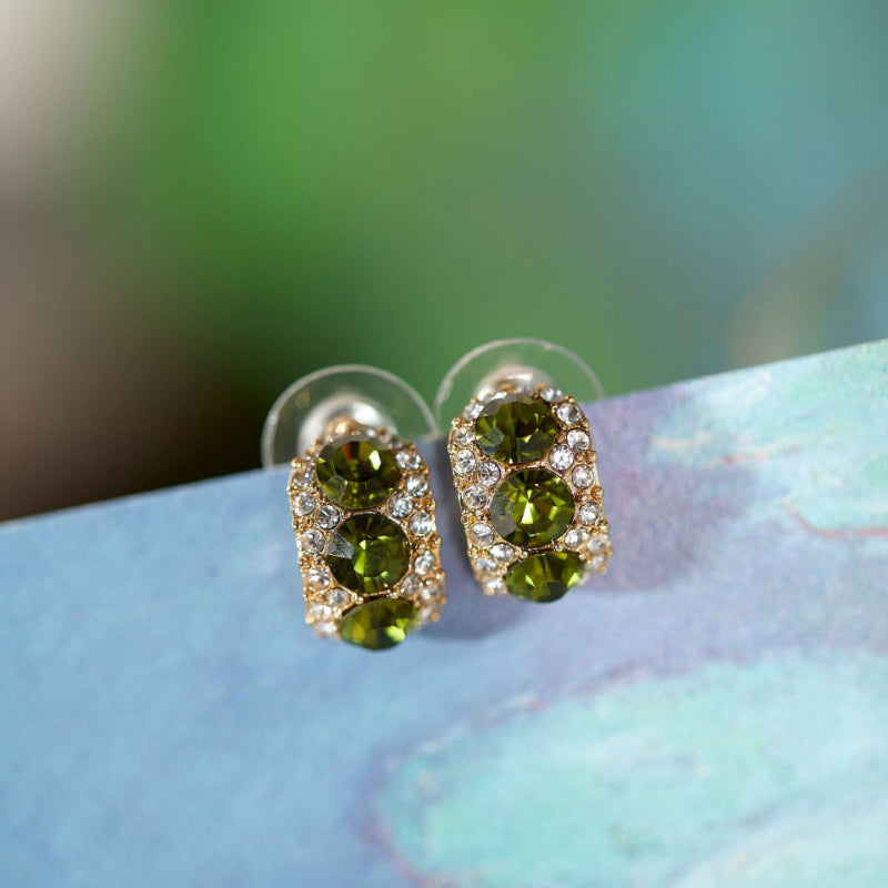 Vintage Green Zircon Daily Clip Earrings DPJE1239