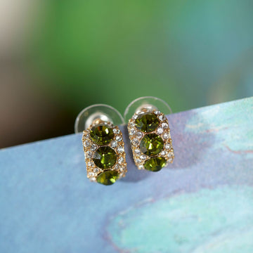 Vintage Green Zircon Daily Clip Earrings DPJE1239