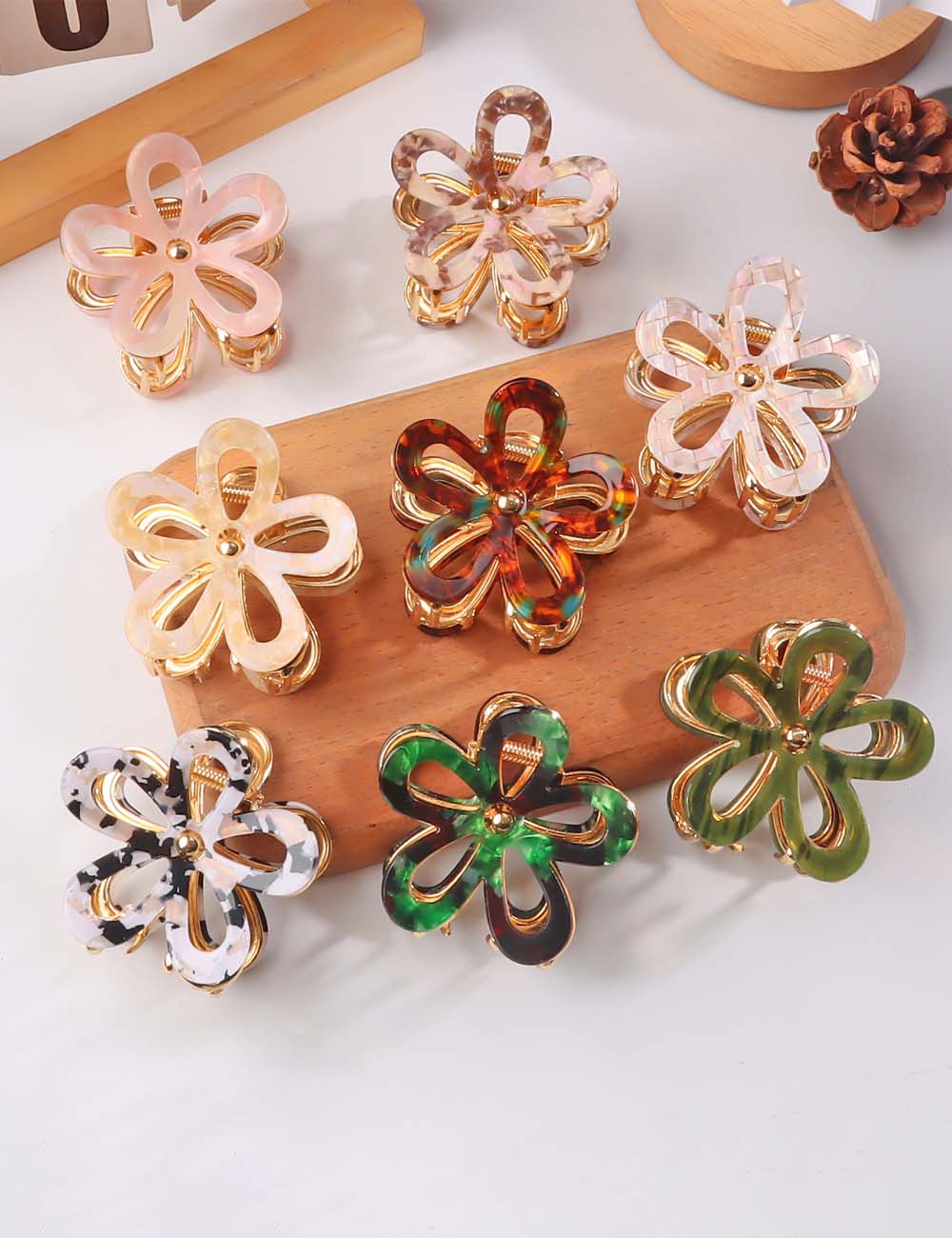 Colorful Flower Hair Claw - DippedShop Wholesale - #5667
