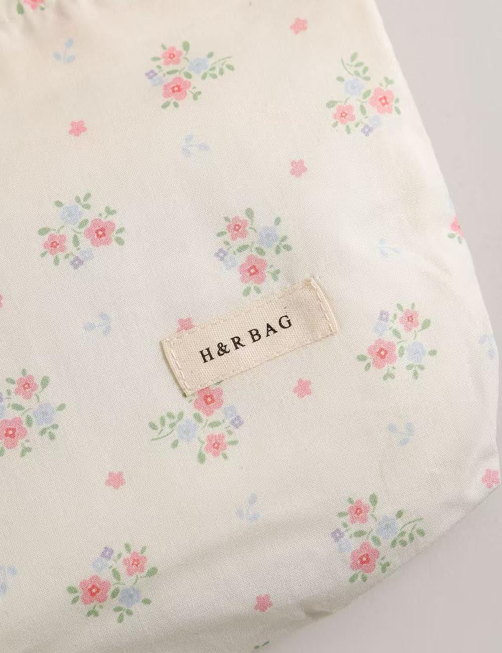 Cute Pink Floral Portable Cosmetic Bag MK2BW6W10BOB418
