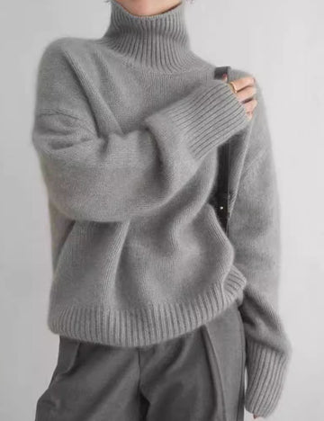Simple Turtleneck Solid Color Loose Knit Sweater DP25H643