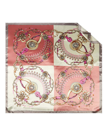 Vintage Splicing Patterns Square Satin Scarf DP25E604