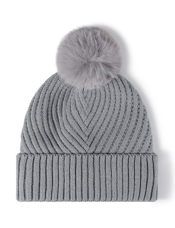 Solid Color Ribbed Knit Pom Beanie DPH0503