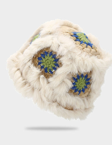 Cute Cozy Plush Crochet Thermal Bucket Hat DP25H714