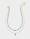 Retro Turquoise Beaded Chain Necklace - DippedShop Wholesale - #3363