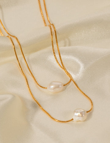 Pearl Double Layered Simple Necklace DPJN0831