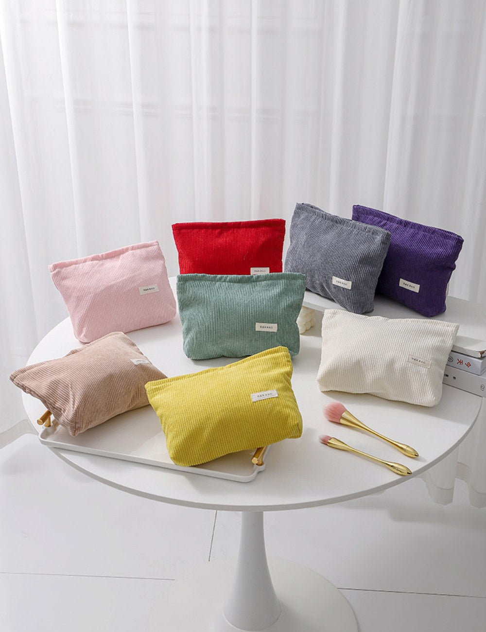 Simple Solid Color Corduroy Cosmetic Bag DPB1023