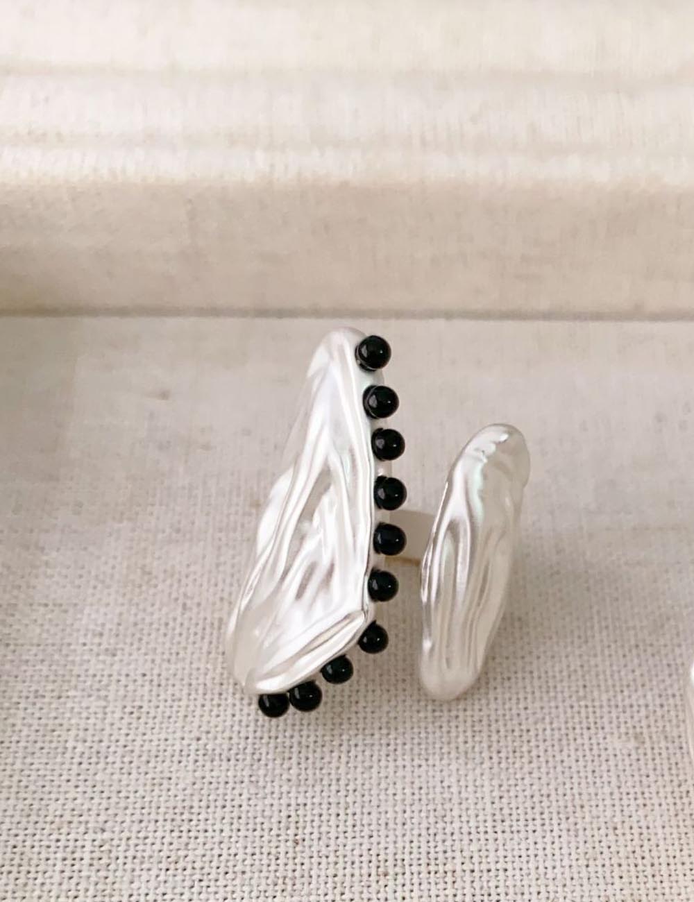 Chunky Ruched Textured Beaded Open Statement Ring 8ZA6JRG153L
