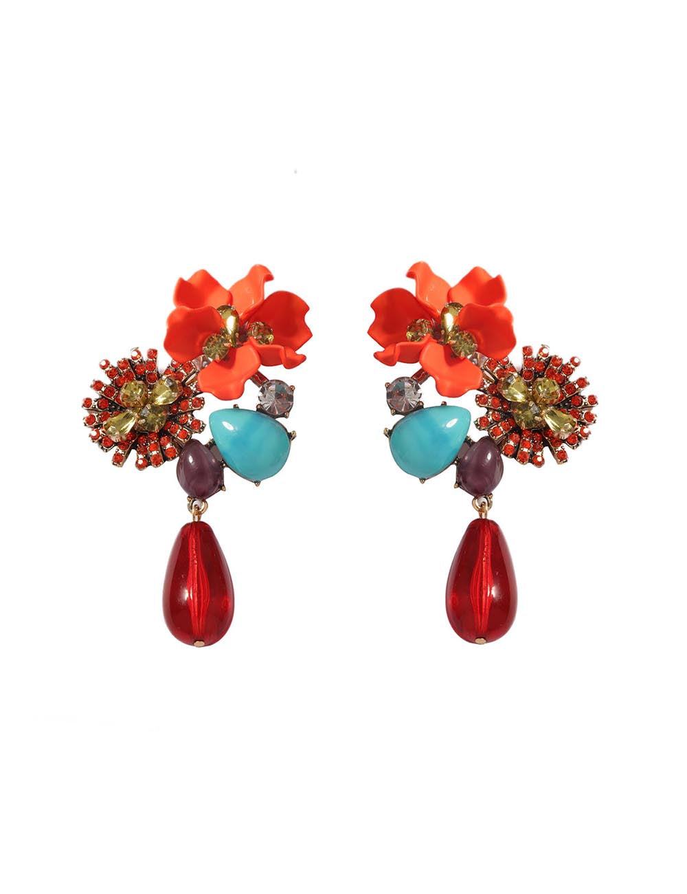 Resin Flower Teardrop Earrings - DippedShop Wholesale - #4563