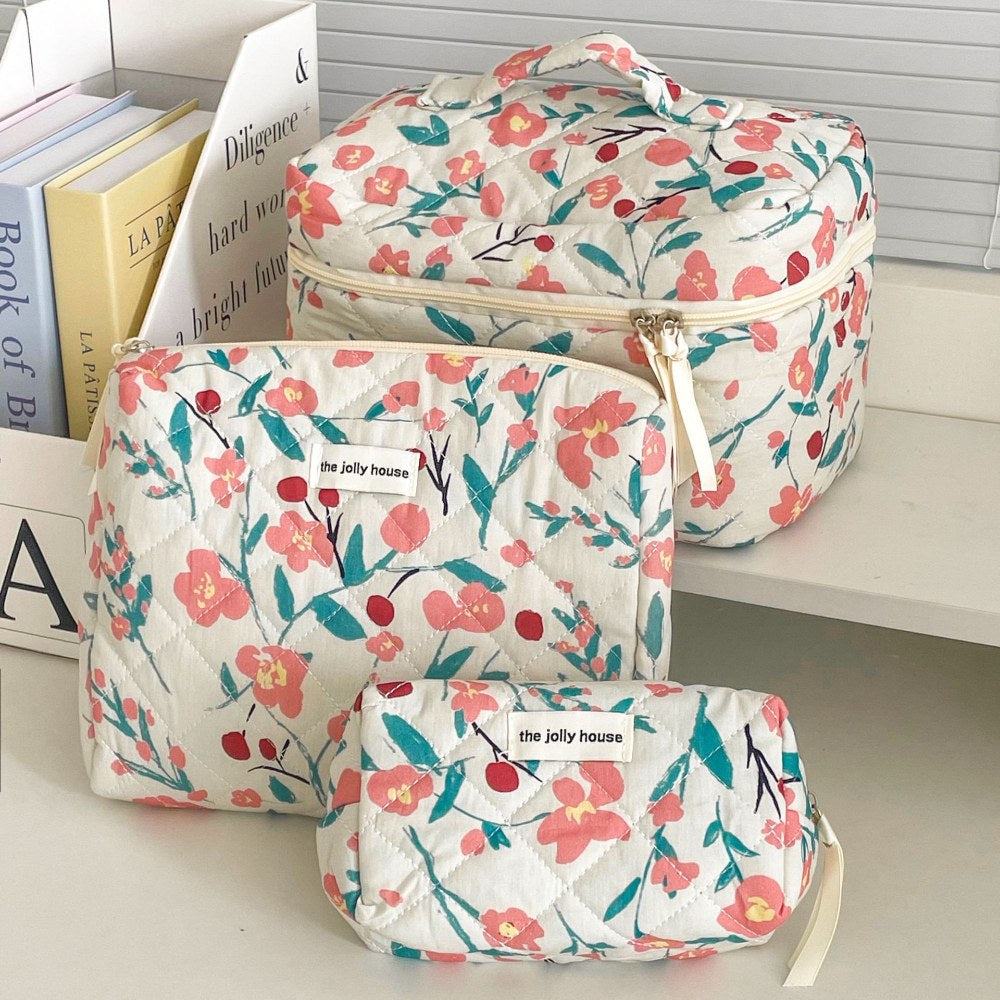 Flower Color Block Padded Make Up Bag DP25A548