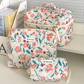 Flower Color Block Padded Make Up Bag DP25A548